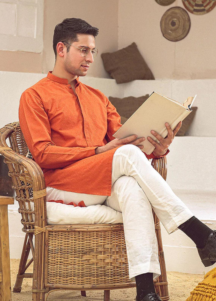 Istor Cotton Formal Kurta for Men -  ORANGE IST-87
