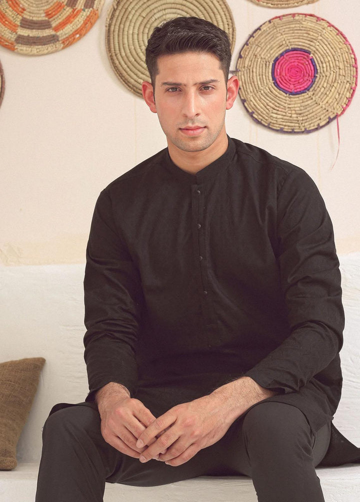 Istor Cotton Formal Kurta for Men -  BLACK IST-80