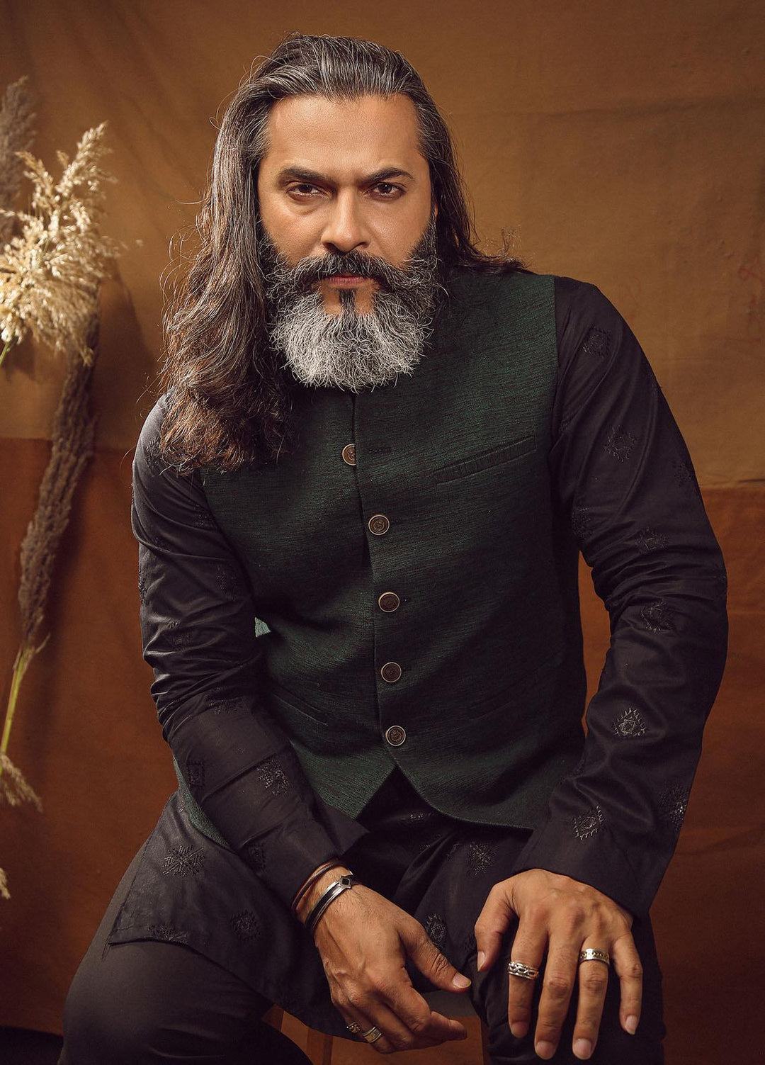 Istor Cotton Formal Waistcoat for Men -  IST-61 Hand Made Khaddar Bottle Green