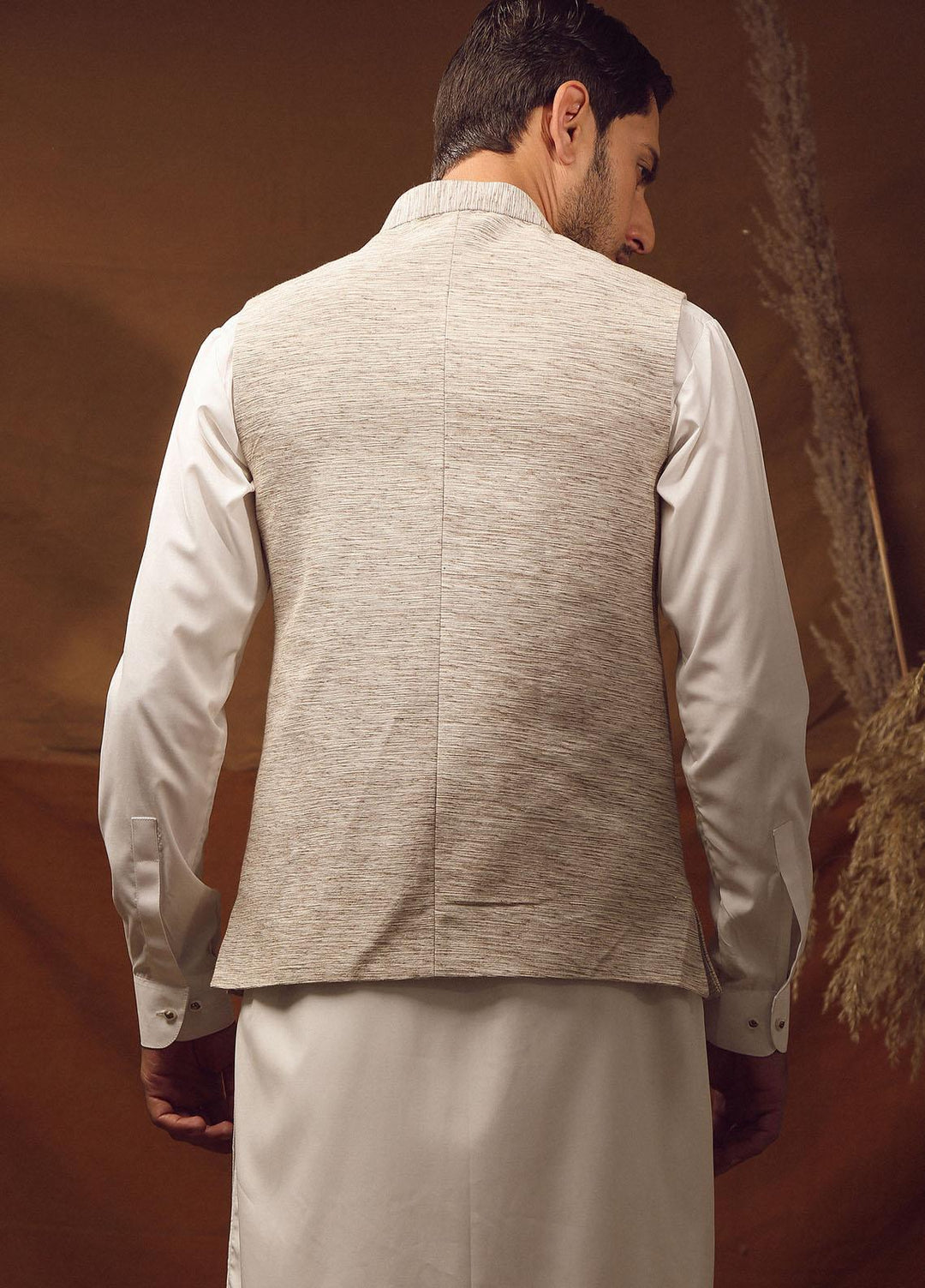 Istor Cotton Formal Waistcoat for Men -  IST-63 Hand Made Khaddar Off White