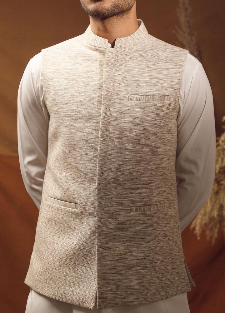 Istor Cotton Formal Waistcoat for Men -  IST-63 Hand Made Khaddar Off White