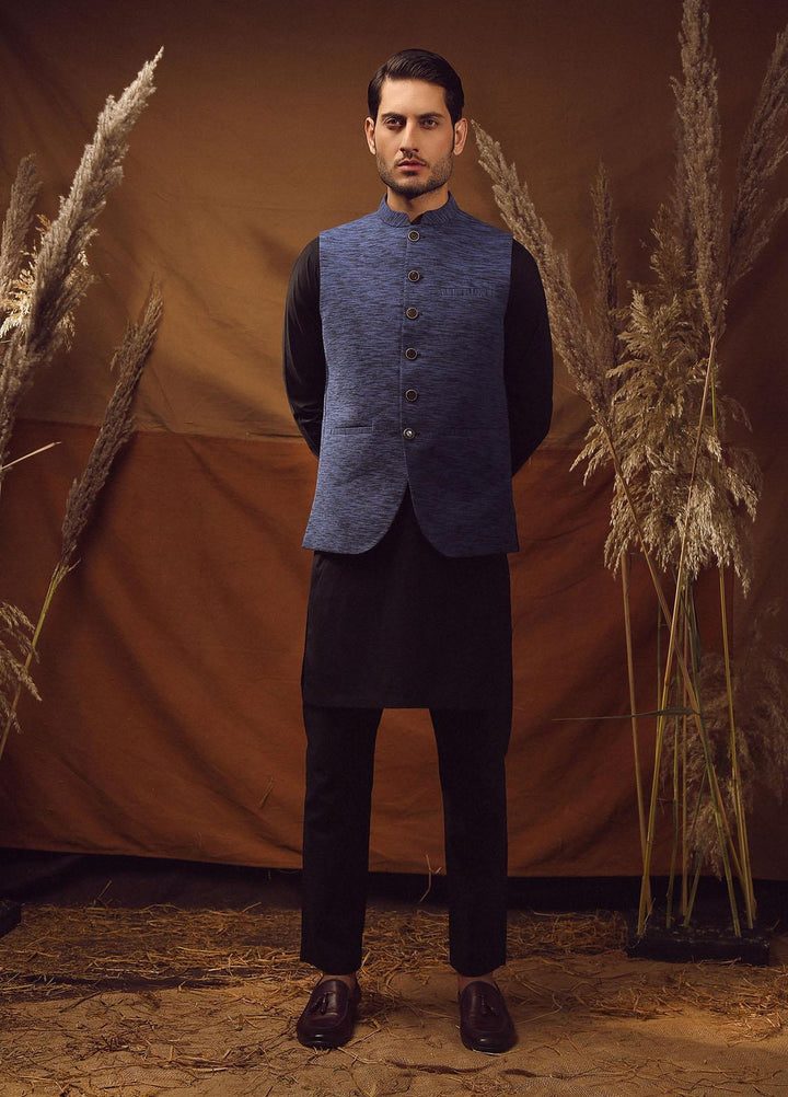 Istor Cotton Formal Waistcoat for Men -  IST-64 Hand Made Khaddar Royal Blue