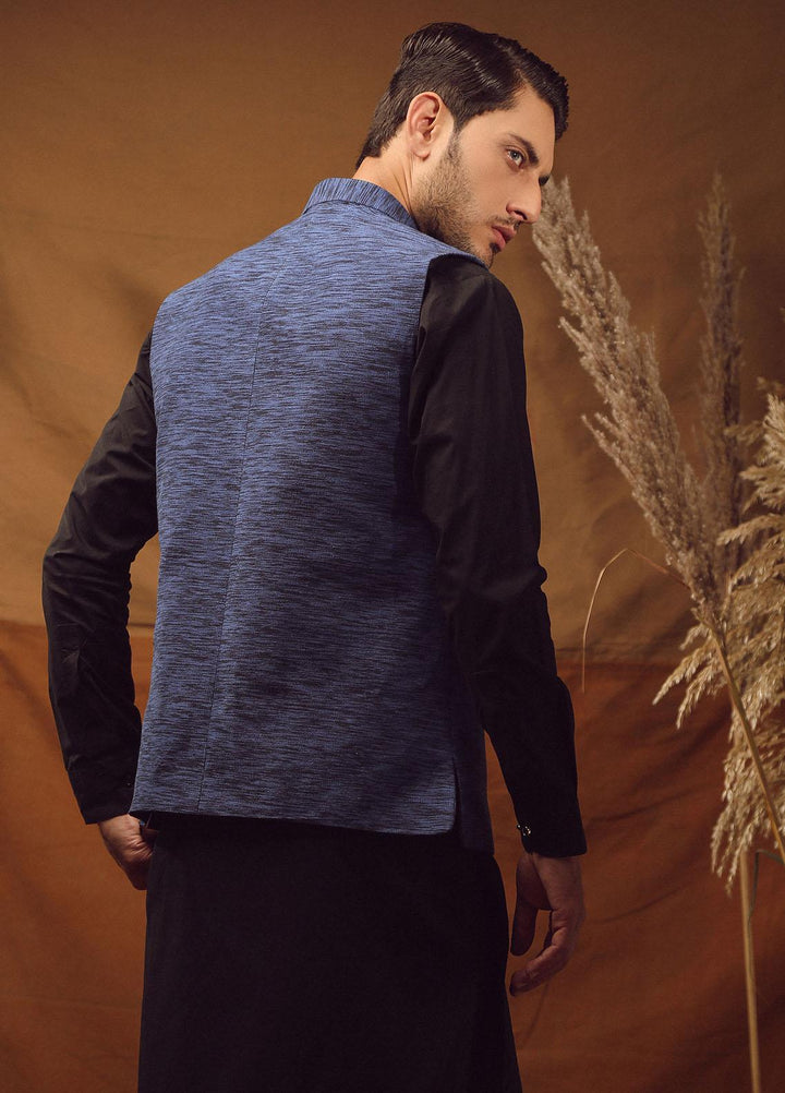 Istor Cotton Formal Waistcoat for Men -  IST-64 Hand Made Khaddar Royal Blue