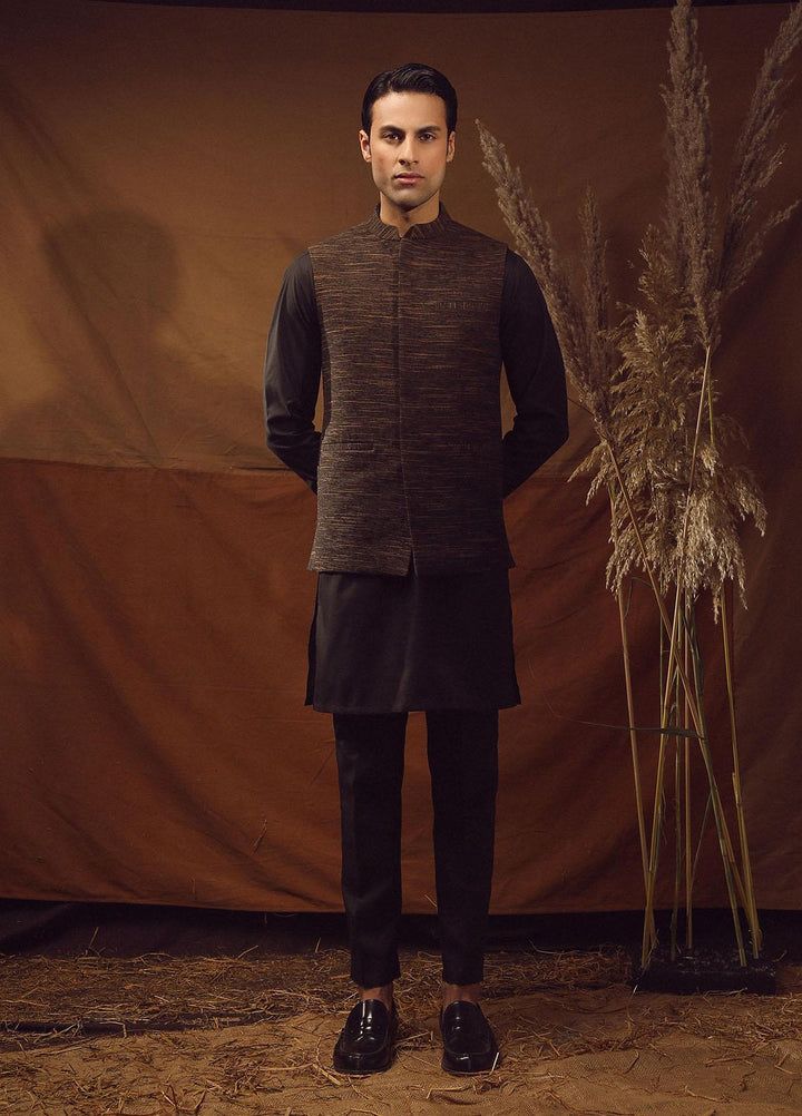 Istor Cotton Formal Waistcoat for Men -  IST-65 Hand Made Khaddar Brown