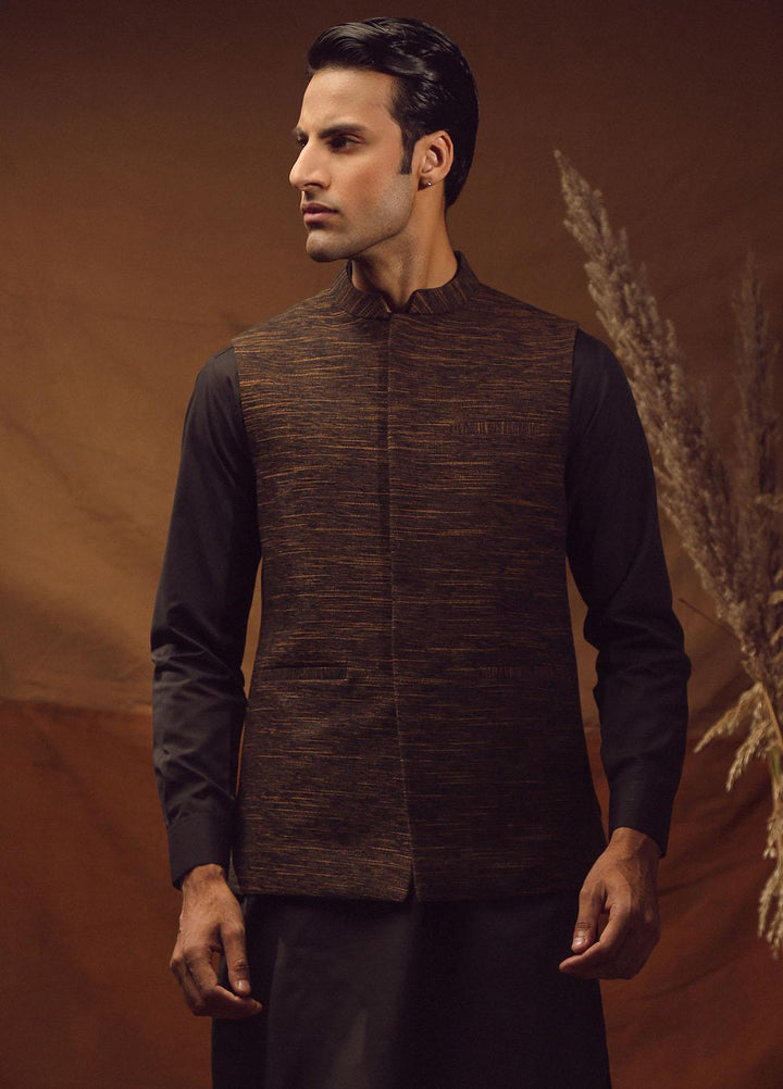 Istor Cotton Formal Waistcoat for Men -  IST-65 Hand Made Khaddar Brown