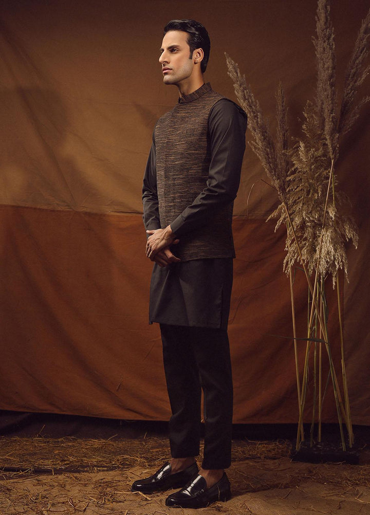 Istor Cotton Formal Waistcoat for Men -  IST-65 Hand Made Khaddar Brown