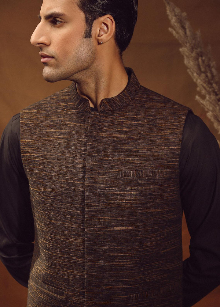 Istor Cotton Formal Waistcoat for Men -  IST-65 Hand Made Khaddar Brown