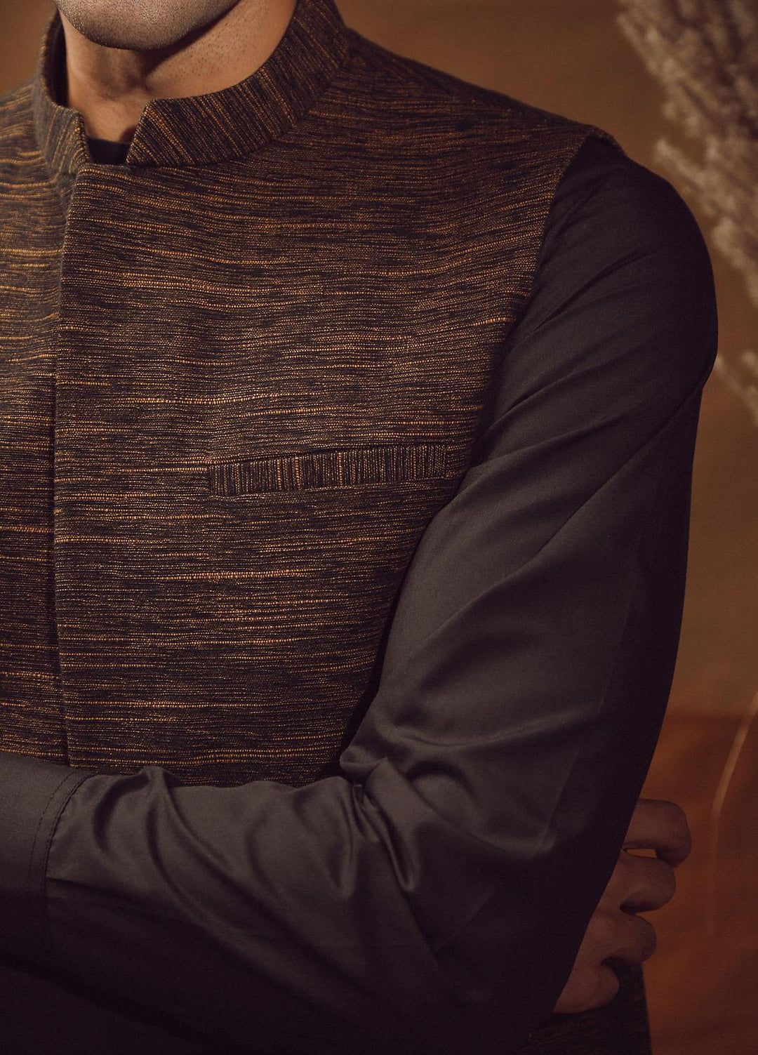 Istor Cotton Formal Waistcoat for Men -  IST-65 Hand Made Khaddar Brown