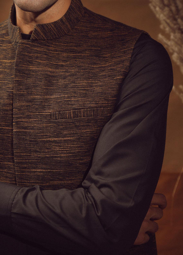Istor Cotton Formal Waistcoat for Men -  IST-65 Hand Made Khaddar Brown