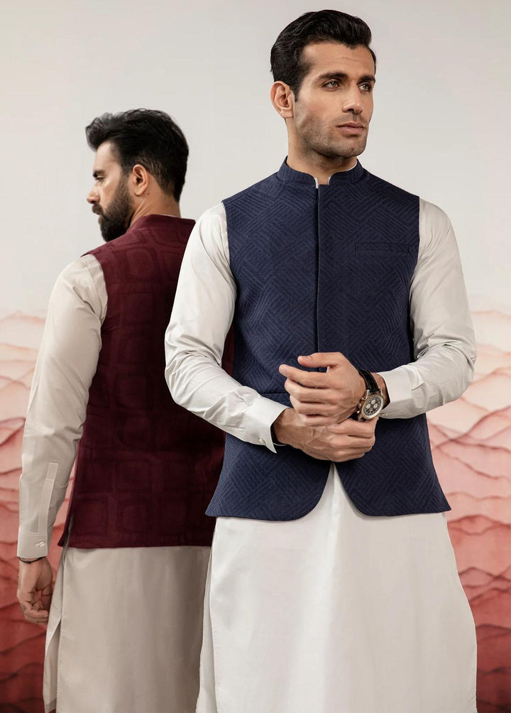 Istor Jacquard Formal Waistcoat for Men -  IST-109-NAVY