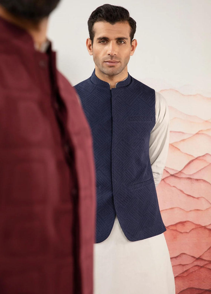 Istor Jacquard Formal Waistcoat for Men -  IST-109-NAVY