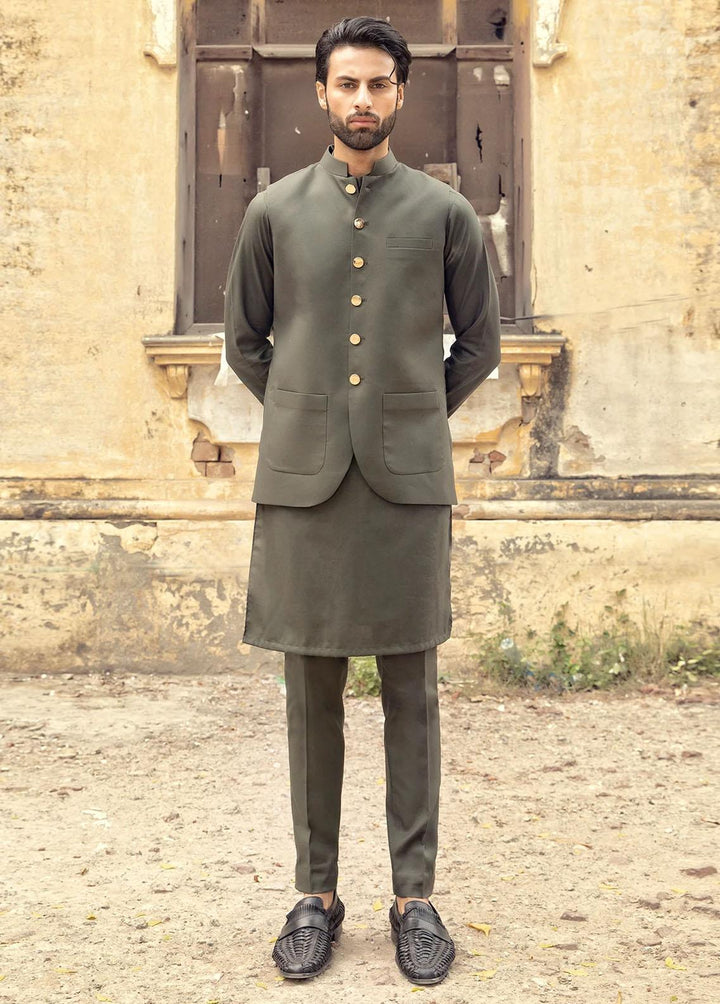 Istor Wool Formal Men Waistcoat -  IST-76-Dark-Olive