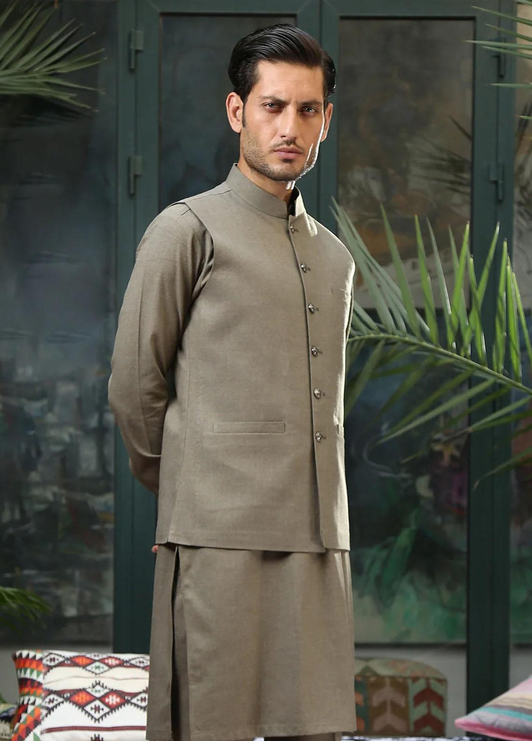Istor Wool Formal Men Waistcoat -  MARKHOR DUSTY OLIVE IST-155