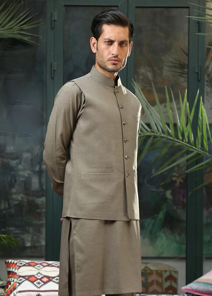 Istor Wool Formal Men Waistcoat -  MARKHOR DUSTY OLIVE IST-155