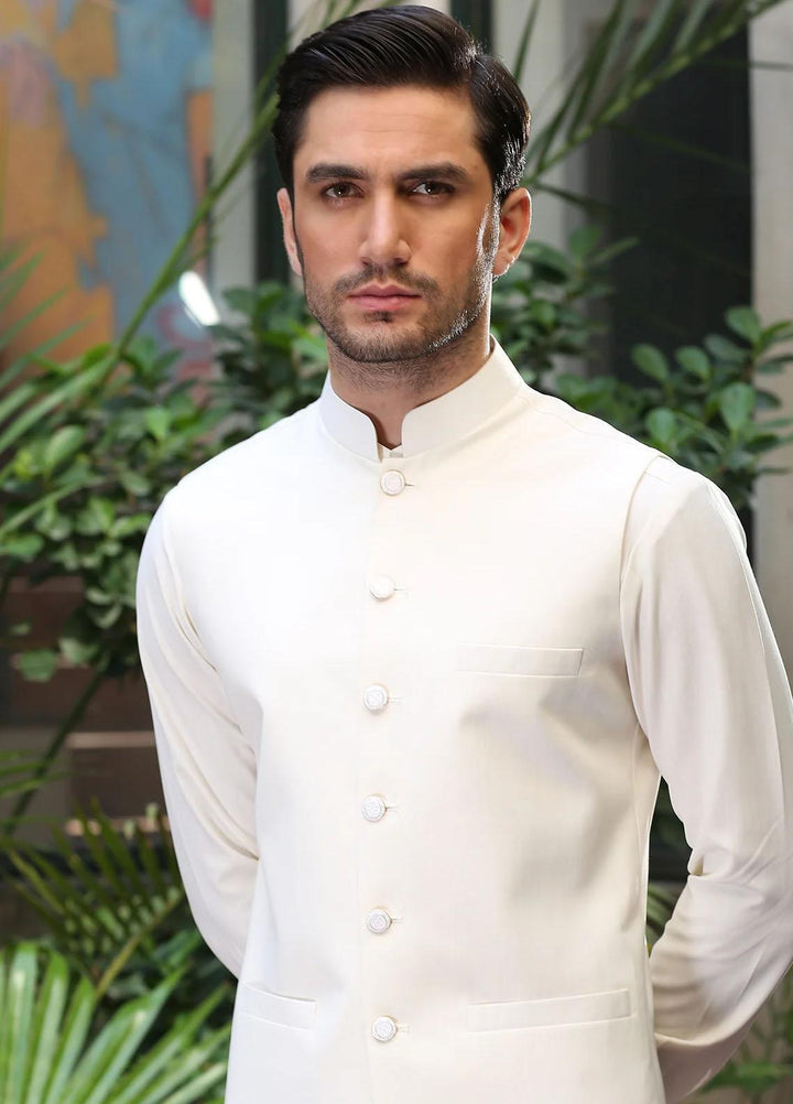 Istor Wash N Wear Formal Men Waistcoat -  MARVELOUS BUTTER CREAM IST-148