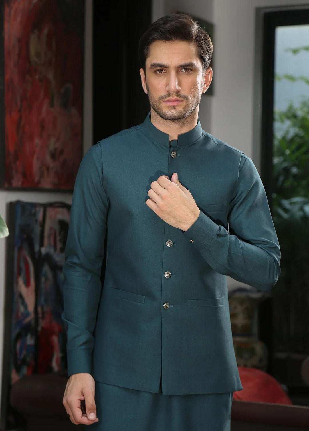 Istor Wash N Wear Formal Men Waistcoat -  PARAMOUNT BOTTLE GREEN IST-150