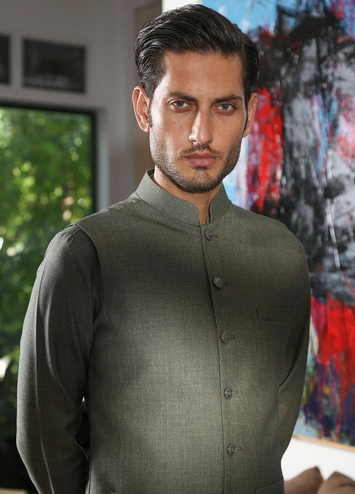 Istor Wash N Wear Formal Waistcoat for Men -  PARAMOUNT FOREST GREEN IST-151