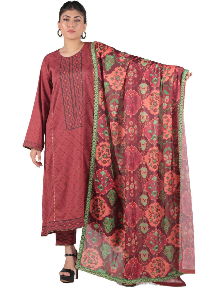 Vibgyor Fashion Pret Printed Lawn 3 Piece Suit D3-C1-23S ELAYA RED