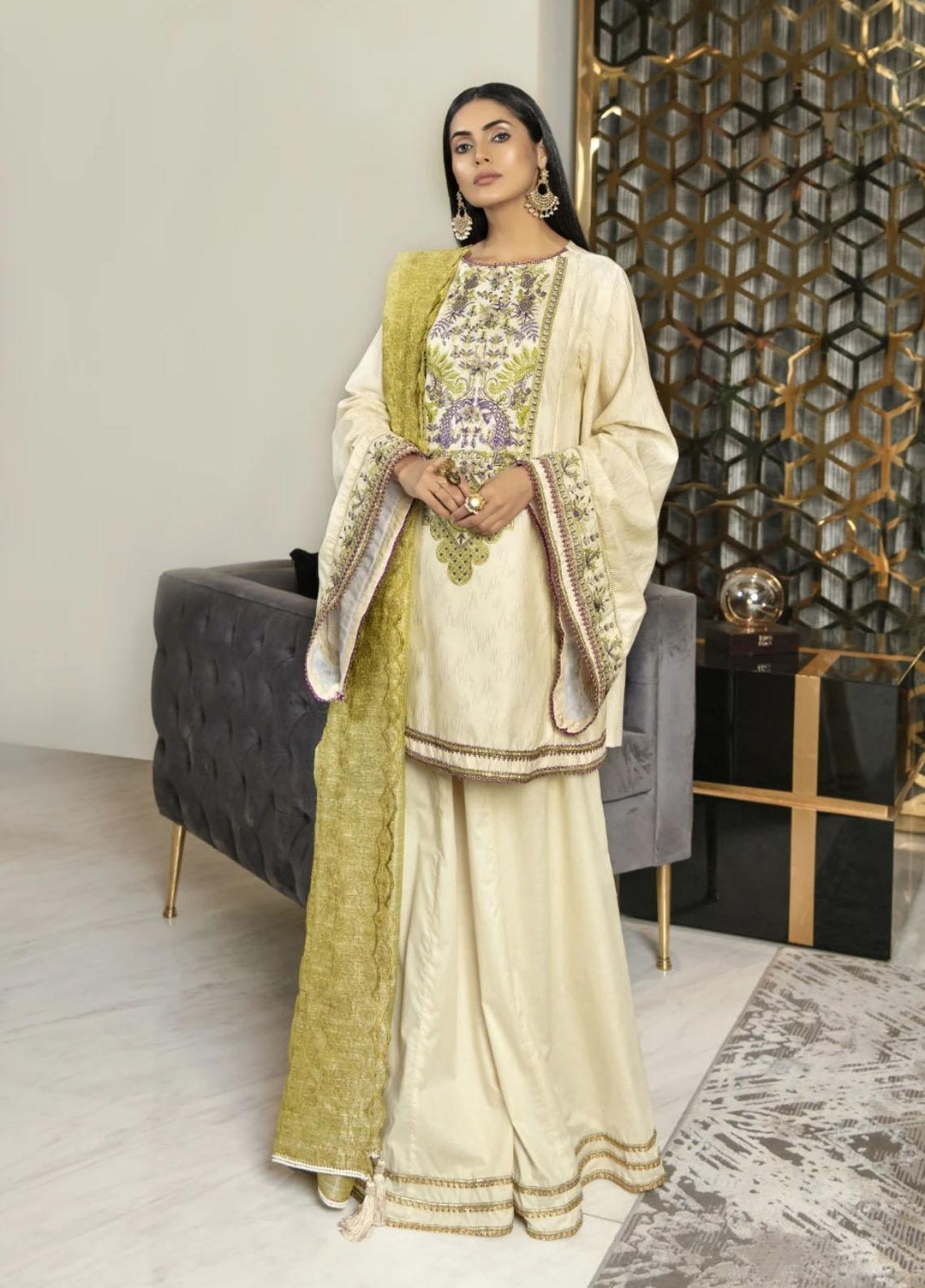 Ittehad Textiles Embroidered Lawn Suits Unstitched 3 Piece ITD21P PRE-STRELING - Festive Collection
