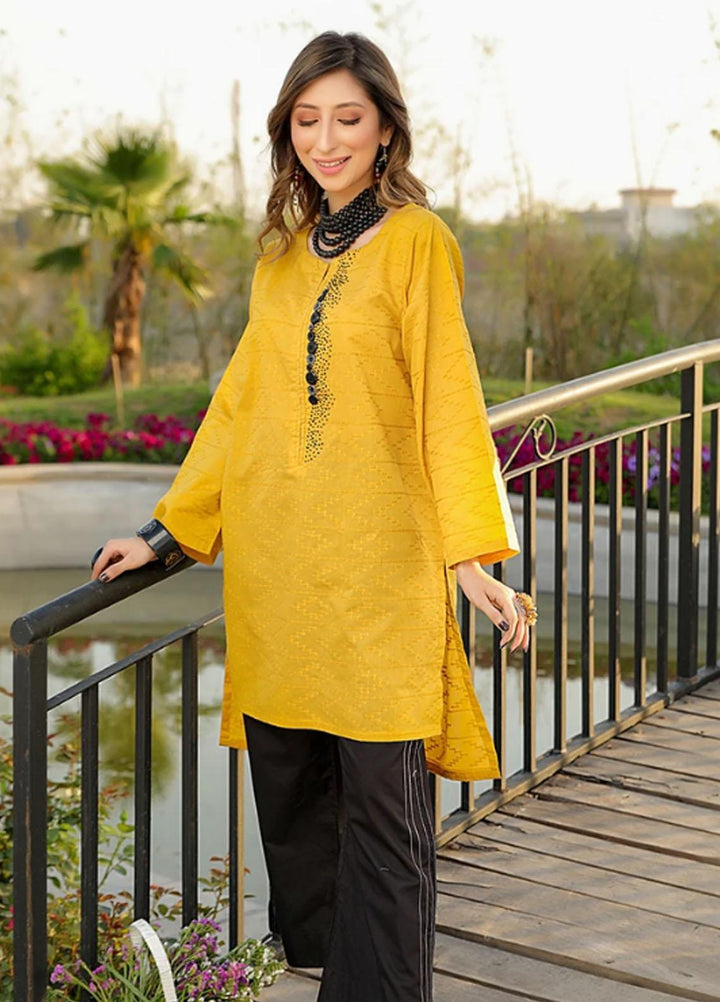 Ittehad Textiles Printed Jacquard Stitched Kurties JQ-SM21-91 Mustard