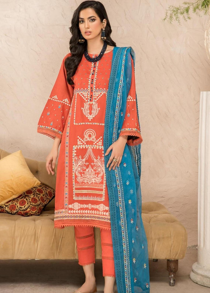 Ittehad Textiles Embroidered Lawn Suits Unstitched 3 Piece ITD22-PS2 LF-EP2-2227 Rust - Summer Collection
