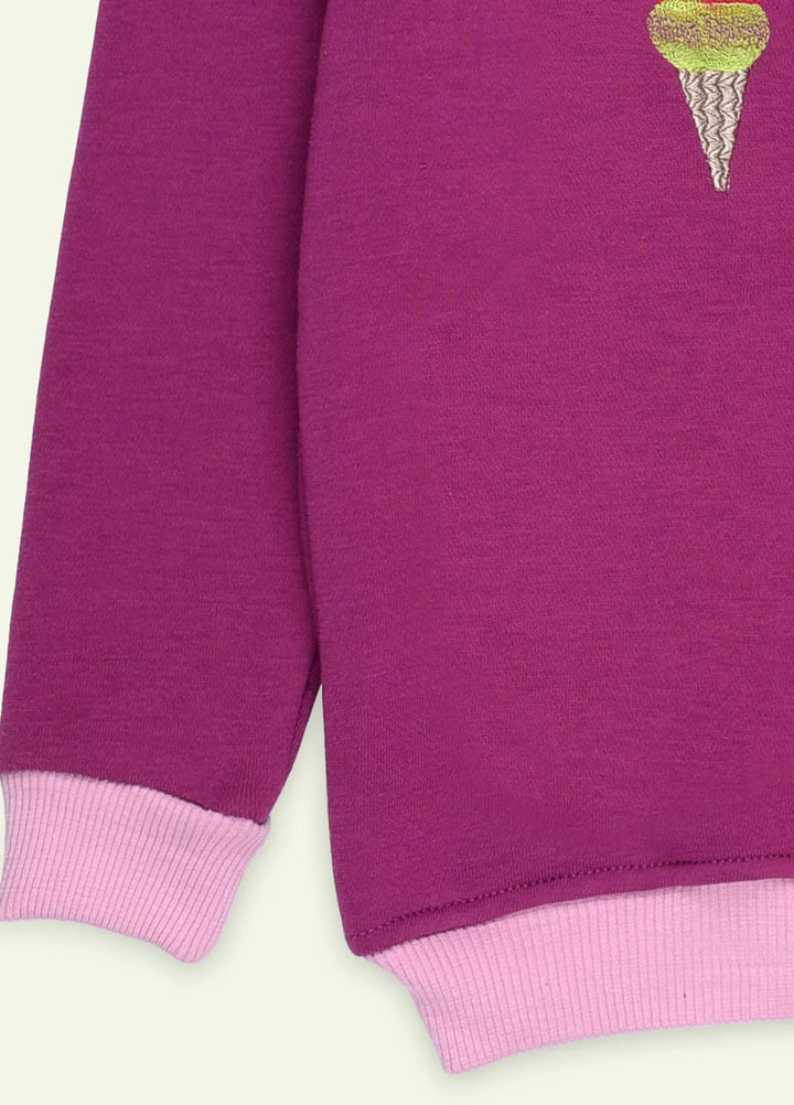 Ixample Embroidered Fleece Sweatshirt Magenta Icecream