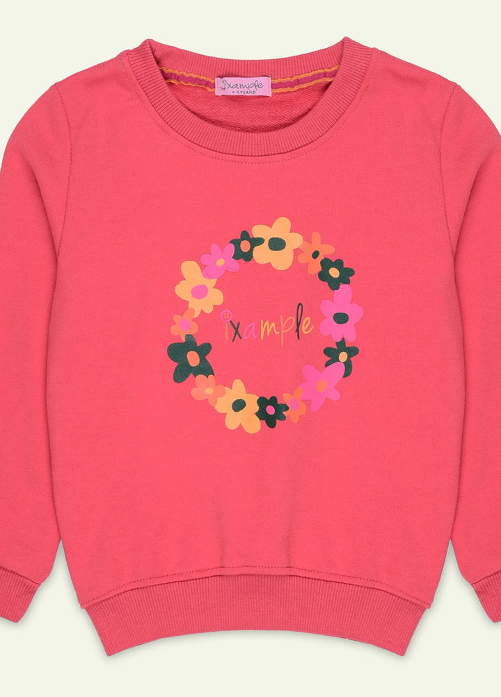 Ixample Printed French Terry Sweatshirt Coral