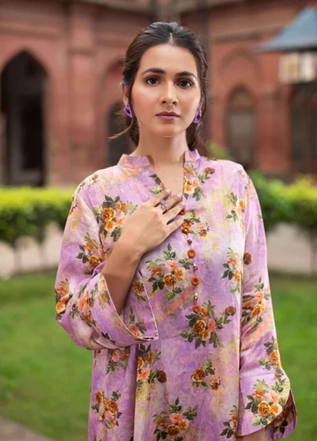 IZA NUR Casual Pret Printed Silk 2 Piece Dress IZN22BLS RGB-02 BS-2