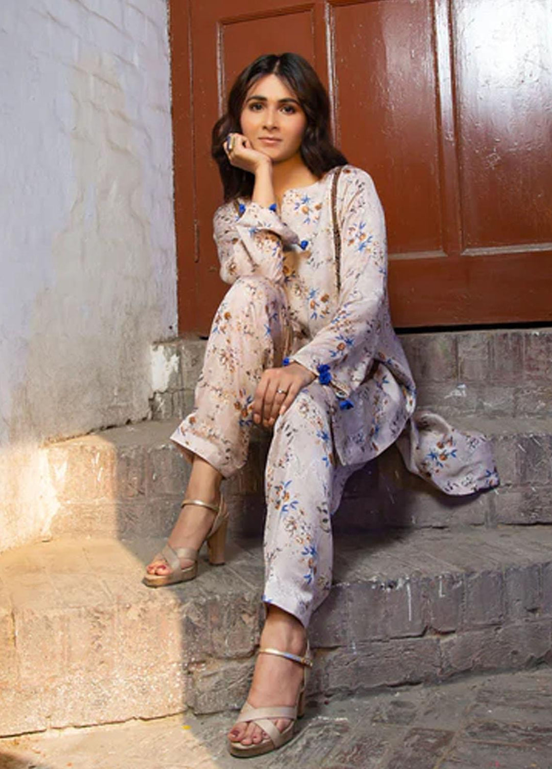IZA NUR Casual Pret Printed Silk 2 Piece Dress IZN22BLS RGB-06 BS-6
