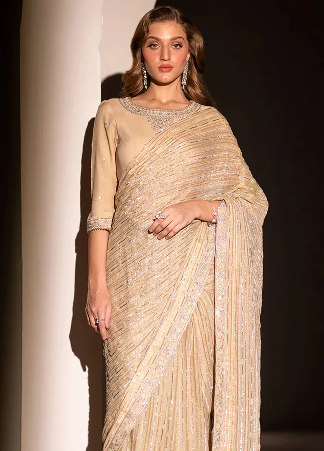 Izel Pret Embroidered Raw Silk Saree SLC-004-Luna
