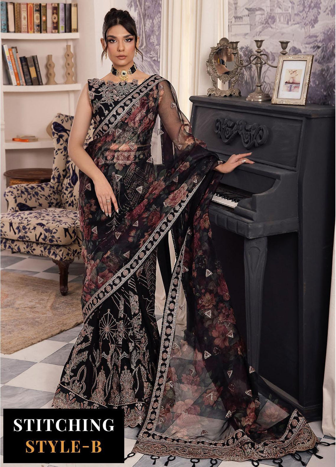 Iznik Embroidered Chiffon Suits Unstitched 3 Piece IZ24 CC 32 Kiah - Luxury Collection