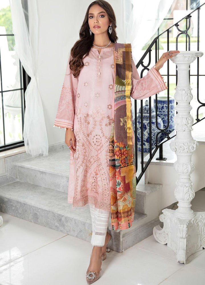 Iznik Embroidered Lawn Suits Unstitched 3 Piece IZ21EF 02 Soft Pink - Festive Collection