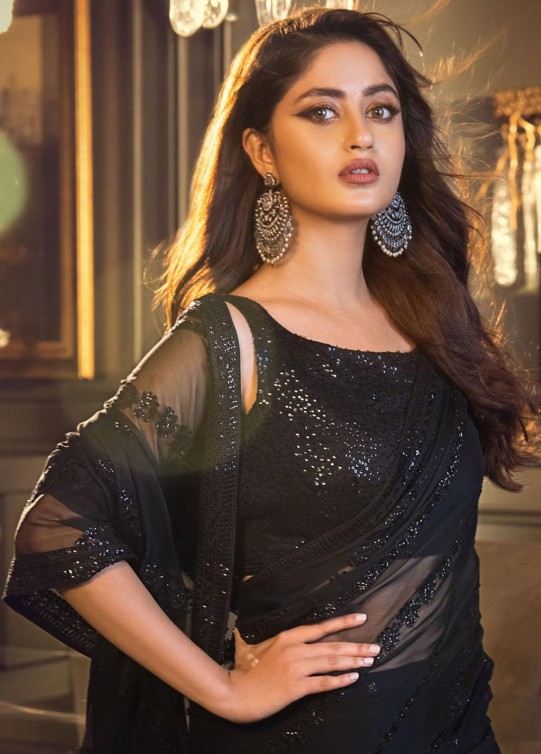 Jaan-e-Ada by Asim Jofa Embroidered   Unstitched Saree AJ22JA AJSE-08 - Luxury Collection