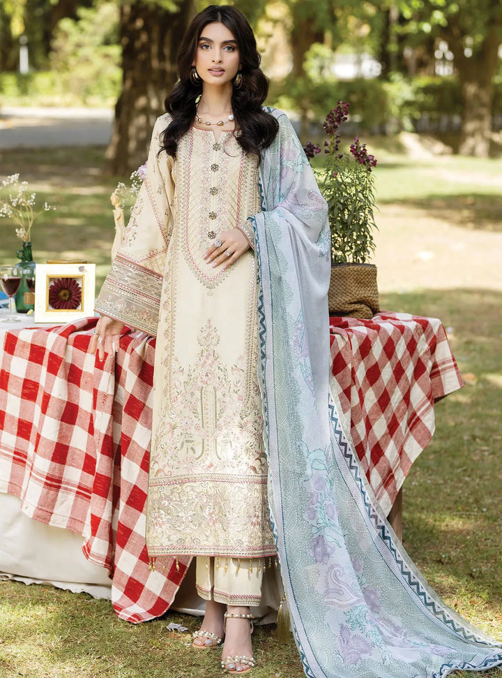Jaan-E-Adaa By Imrozia Premium Embroidered Lawn Suit Unstitched 3 Piece IMP24J IPL-01 Manan - Summer Collection