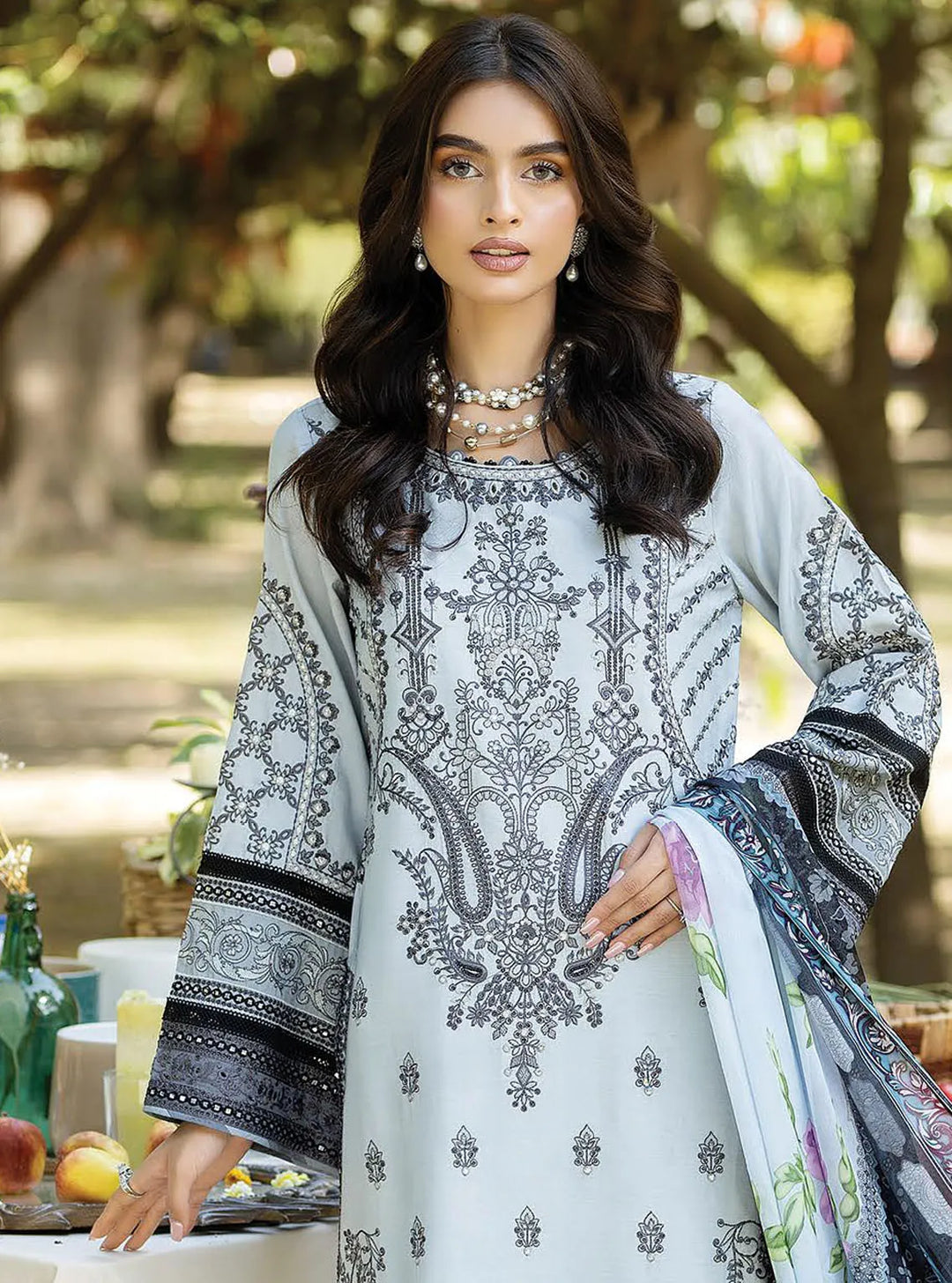 Jaan-E-Adaa By Imrozia Premium Embroidered Lawn Suit Unstitched 3 Piece IMP24J IPL-02 Rooh - Summer Collection