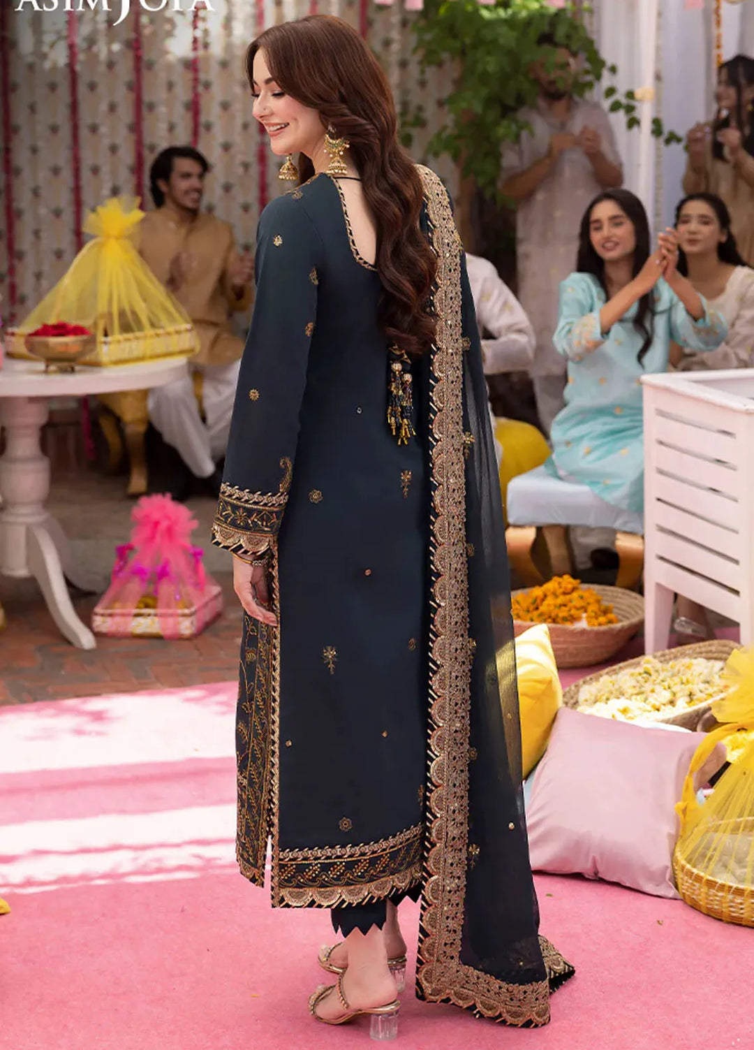 Jag Mag By Asim Jofa Embroidered Chiffon Suit Unstitched 3 Piece AJ24J AJMJ-04 - Festive Collection
