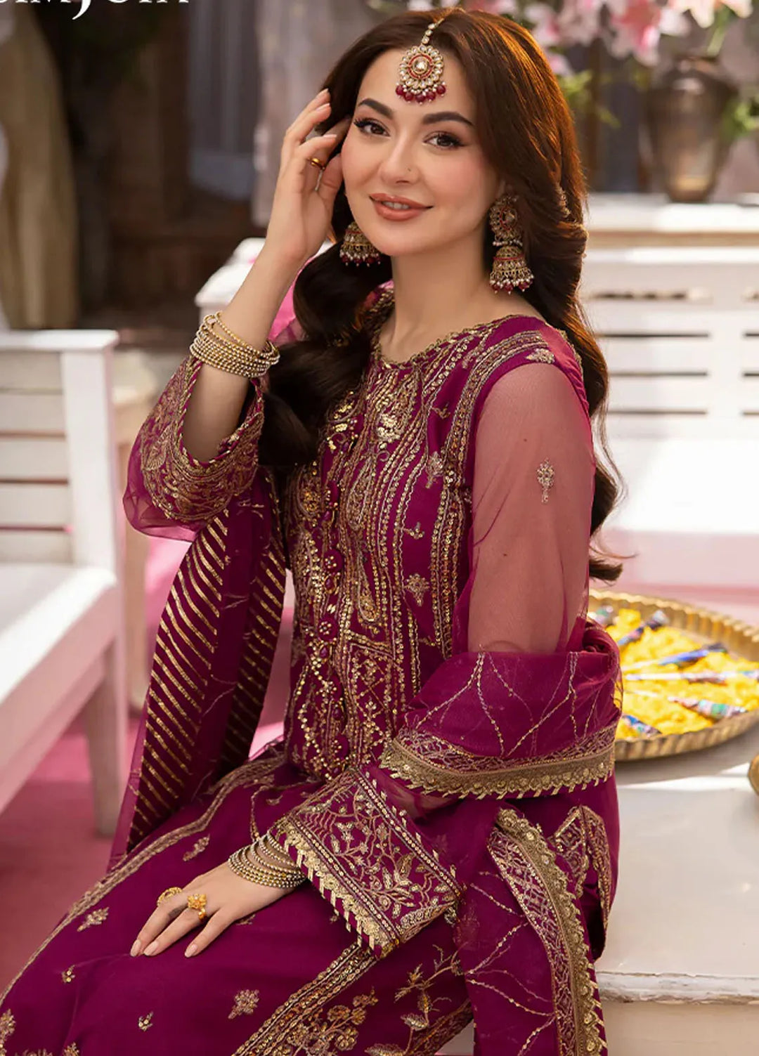 Jag Mag By Asim Jofa Embroidered Net Suit Unstitched 3 Piece AJ24J AJMJ-09 - Festive Collection