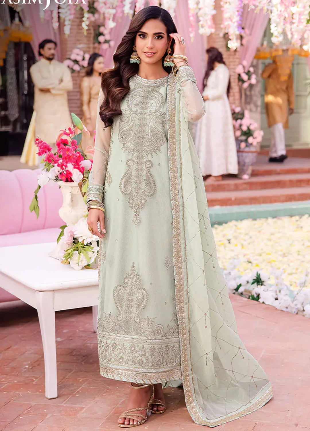 Jag Mag By Asim Jofa Embroidered Net Suit Unstitched 3 Piece AJ24J AJMJ-18 - Festive Collection