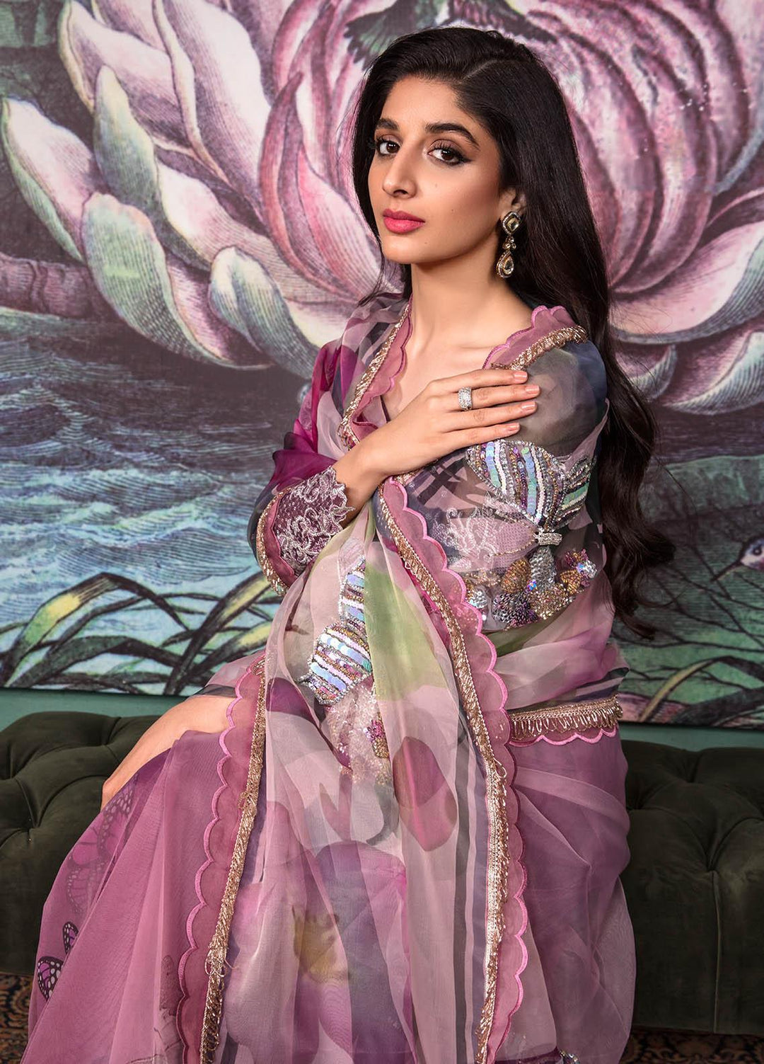 Jahan Aara By Nayab Embroidered   Unstitched Saree NB23JA NS-006 ASHNA - Premium Collection