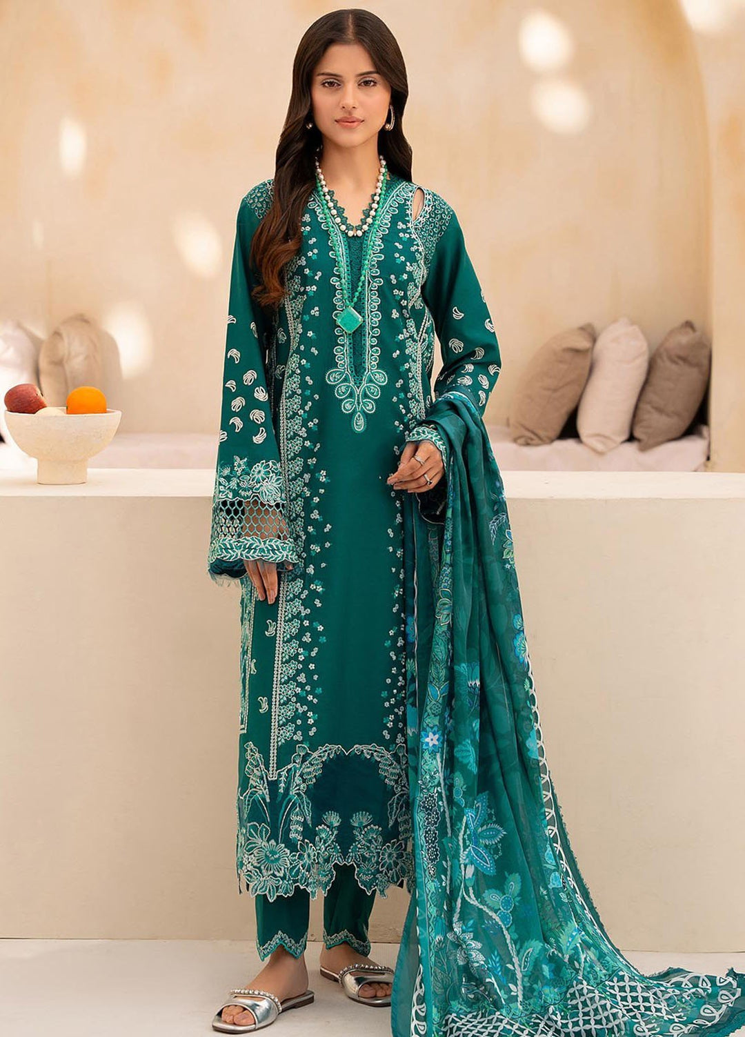 Jahan by Rajbari Embroidered Lawn Suits Unstitched 3 Piece RB25JPF D-5 A Rina - Summer Collection