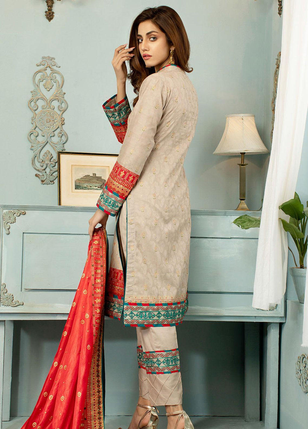 Jahan Casuals by AB Textiles Embroidered Lawn Suits Unstitched 3 Piece AB21JCL JC2-01 Rouge - Summer Collection