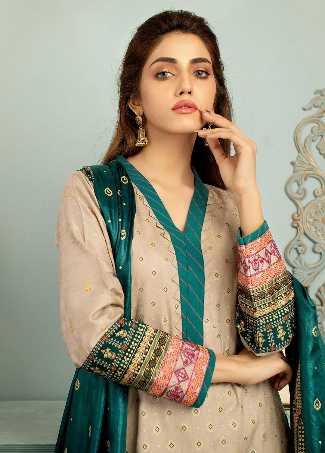 Jahan Casuals by AB Textiles Embroidered Lawn Suits Unstitched 3 Piece AB21JCL JC2-03 Verte - Summer Collection