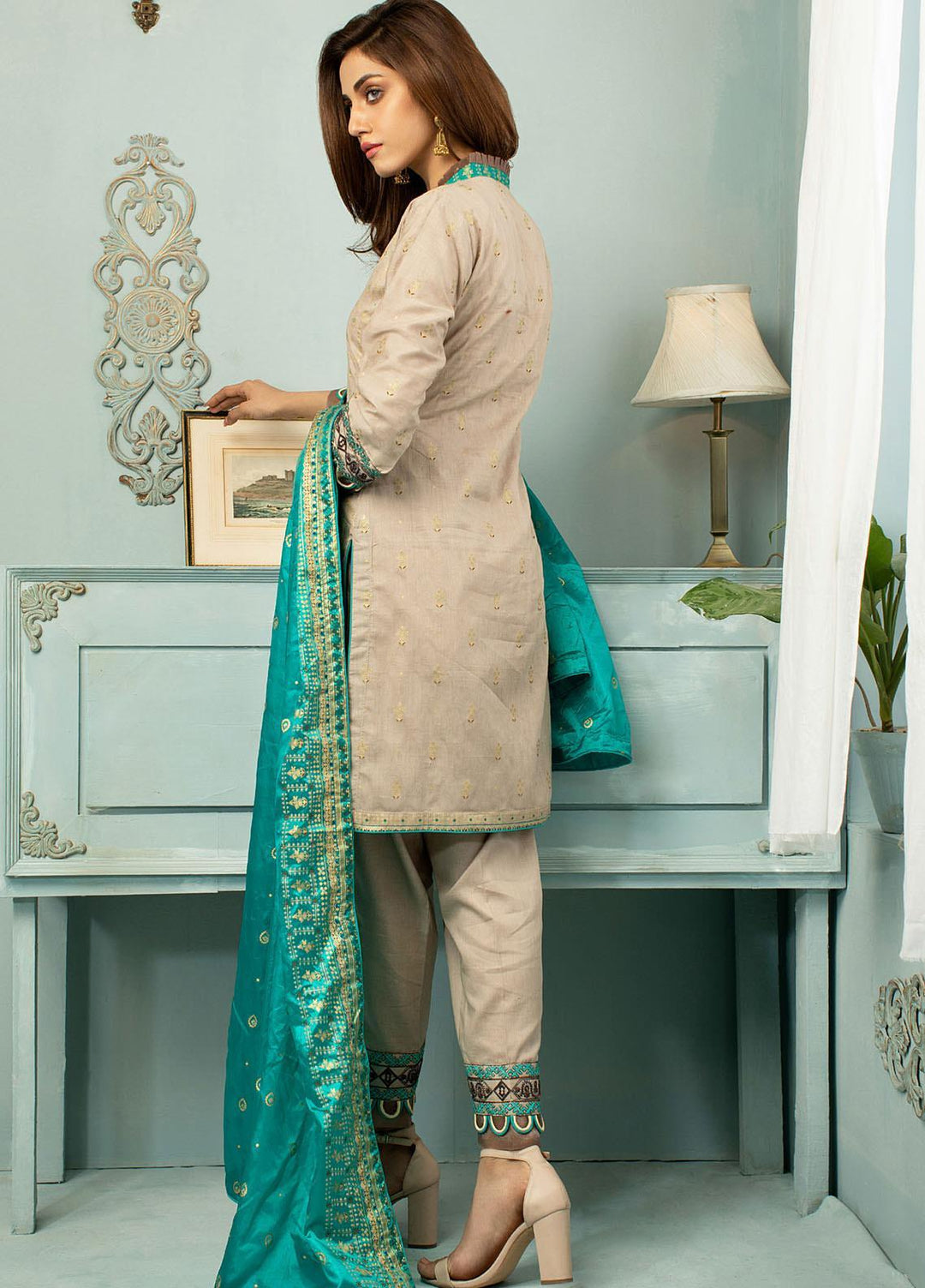 Jahan Casuals by AB Textiles Embroidered Lawn Suits Unstitched 3 Piece AB21JCL JC2-05 Sarcelle - Summer Collection