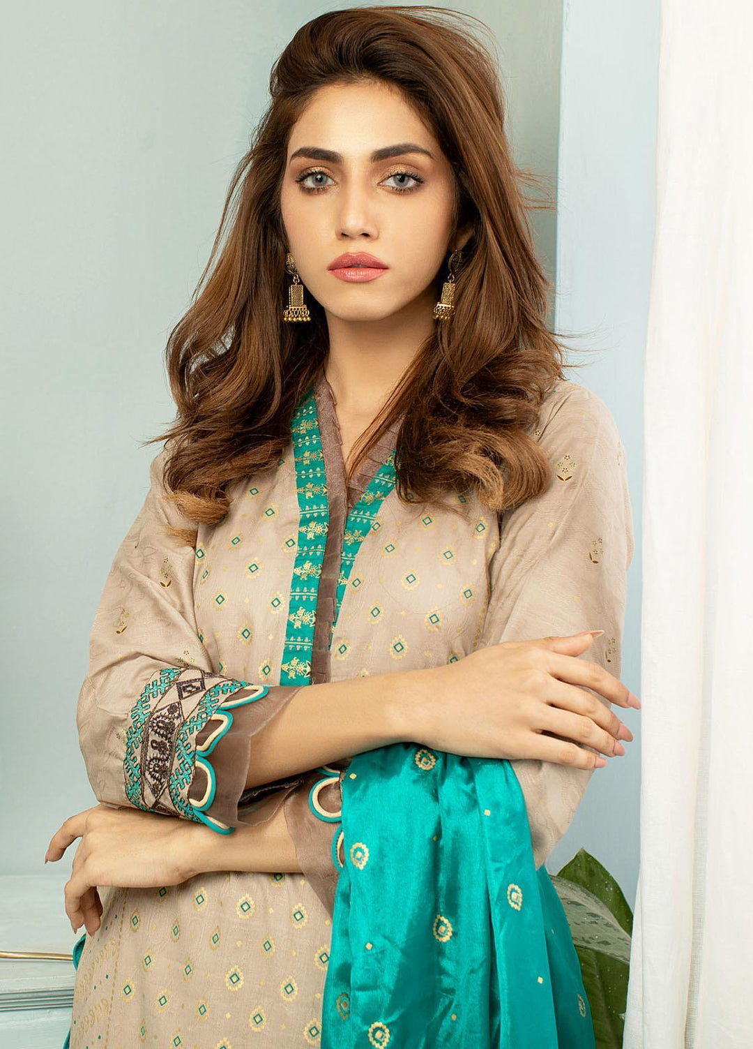Jahan Casuals by AB Textiles Embroidered Lawn Suits Unstitched 3 Piece AB21JCL JC2-05 Sarcelle - Summer Collection