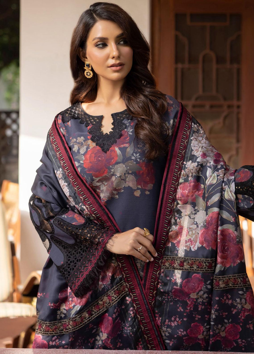 Jahanara By Iznik Embroidered Slub Suits Unstitched 3 Piece IZ23J IJK 03 Mahtab - Winter Collection