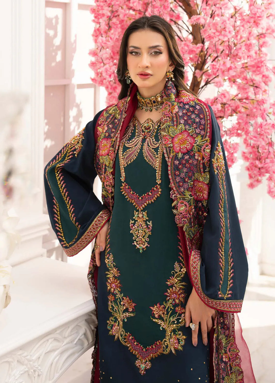 Jamnii Pret Embroidered Russian Silk 3 Piece Suit Merlin