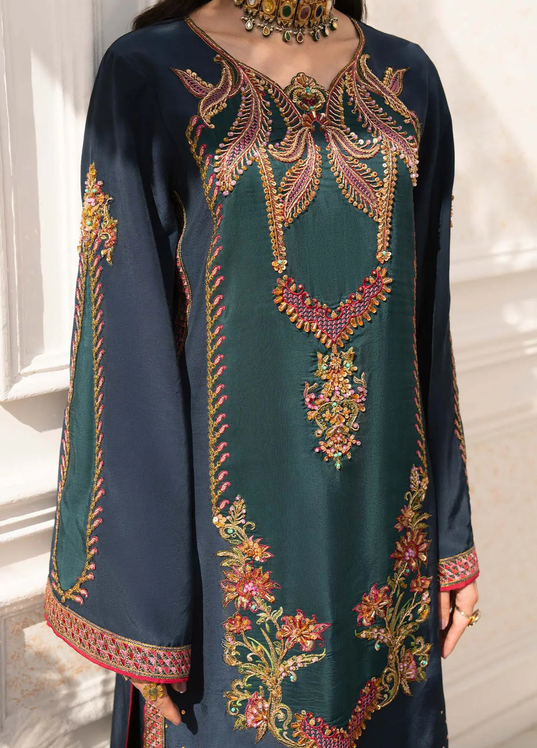 Jamnii Pret Embroidered Russian Silk 3 Piece Suit Merlin