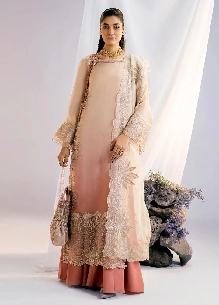 Jamnii Pret Embroidered Silk Chiffon 3 Piece Suit Serene Lotus