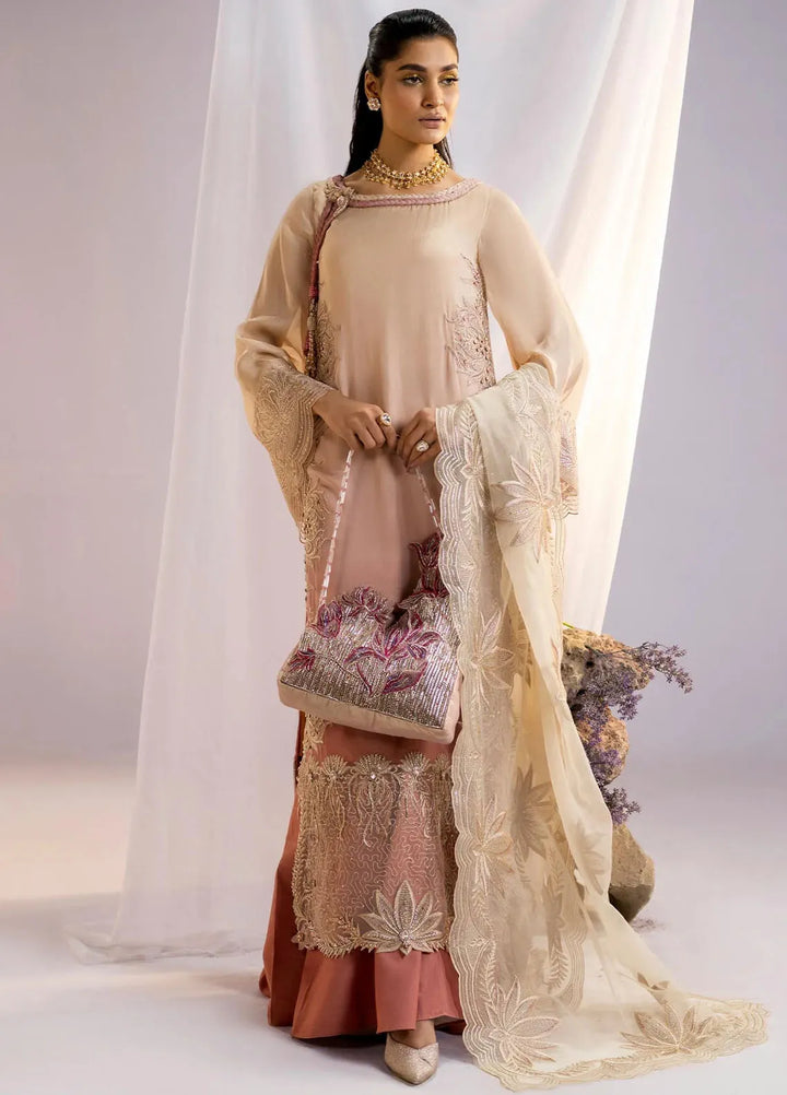 Jamnii Pret Embroidered Silk Chiffon 3 Piece Suit Serene Lotus