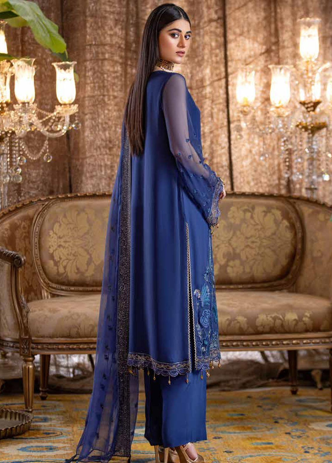 Jannan by Riaz Arts Embroidered Chiffon Suits Unstitched 3 Piece RA21J JF-02 - Luxury Collection